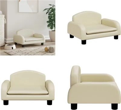 Produktbild von vidaXL Hundebett Creme 50x40x30 cm Kunstleder - Hundebett - Hundebetten - Hundesofa - Haustiersofa