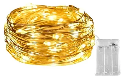LED-Lichterkette Kupferdraht 2 m warmweiß 3 AA