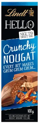 Produktbild von Lindt Hello Tafel Crunchy Nougat mit knusprigen Krokantstückchen 100g