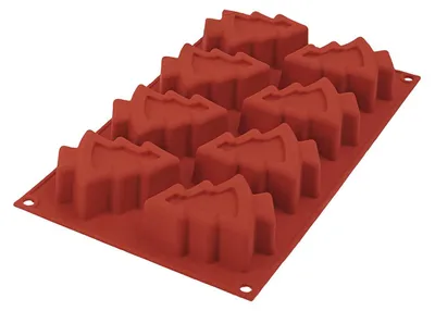 Produktbild von Silikomart 195366 Backform Tannenbaum, 8er-Form, 18 x 8 x 5 cm, Terracotta