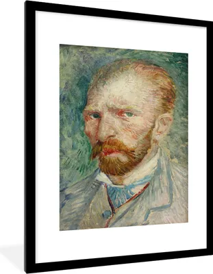 Produktbild von MuchoWow® MuchoWow® Gerahmtes Poster Selbstporträt - Vincent van Gogh 60x80 cm - Poster mit zchwarzem Bilderrahmen - Wohnzimmer - Dekorationen - Prämie