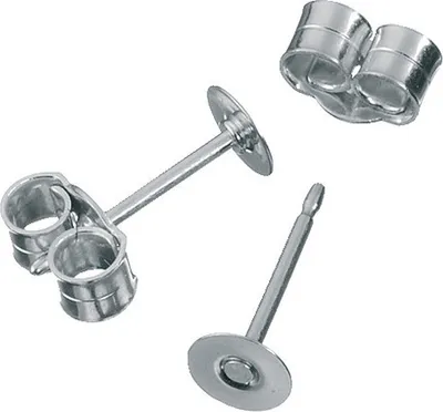 Produktbild von Ohrstecker mit Platte, 925 Sterling-Silber, Ø 4mm, 2Stk.