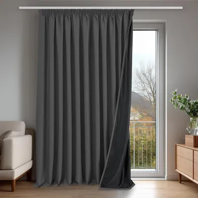 Immagine prodotto di Tenda oscurante - Tenda con nastro arricciato - Termica - Grigio - 300 x 260 cm - 100% oscurante