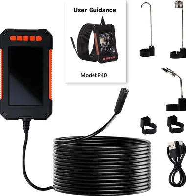 Image de Caméra endoscopique 4,3 pouces avec HD 1080P et éclairage LED – Caméra d'inspection de tuyaux étanche 8 mm avec câble de 5 m