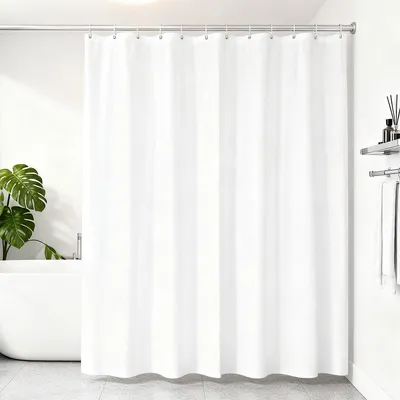 Produktbild von Weißer Duschvorhang 180x180 cm, waschbar, wasserdicht, schimmelresistent, mit 12 Haken für Badewanne