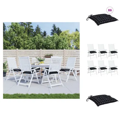 Immagine prodotto di vidaXL Cuscini per sedie, 6 pezzi, nero a quadri, 50x50x7 cm, tessuto Oxford - Cuscini di seduta