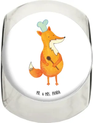Produktbild von Mr. & Mrs. Panda Teedose Fuchs Koch XL 2000ml - Weiß - Geschenk, Frischhaltedose, Hungrig, Kaffeedose, Kochlöffel, Bonboniere, Bäcker, Chefkoch, schraubglas