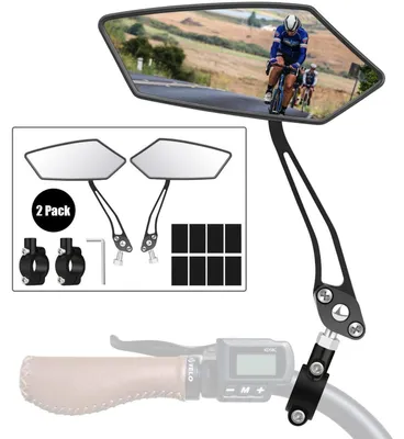 Immagine prodotto di Set di specchietti per bicicletta in vetro HD, rotazione a 360°, pieghevoli, adatti a manubri da 22-26 mm, confezione da due (destro e sinistro)