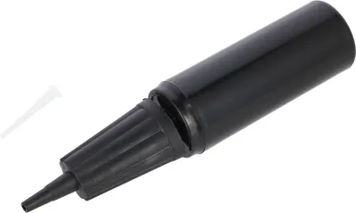 A black air pump with a white nozzle attachment on a white background.