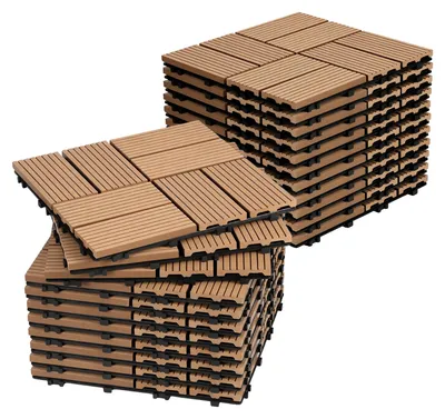 Obrázek produktu pro ISOISL 88 kusů terasových dlaždic z WPC, rozměr 30 x 30 cm, snadno udržovatelné terasové dlaždice, ideální pro balkon, terasu a zahradu. Materiál: Teak