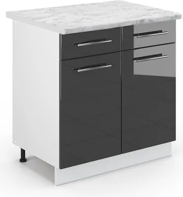 Immagine prodotto di Mobiletto base per cucina Vicco Fame-Line Antracite lucido 80 cm , PL Marmo, Model 46382