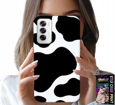 Obrázok produktu pre Puzdro pre Oppo Reno12 5G - čierno-biele kravské nášivky, módne vzory
