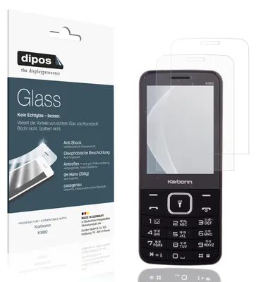 Produktbild von 2x Schutzfolie für Karbonn K880 matt - Anti-Shock 9H Folie dipos Glass Kunststoffglas