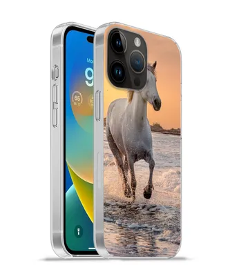 Produktbild von MuchoWow® Handyhülle Schutzhülle Hülle für Apple iPhone 14 Pro - Softcase Pferde - Sonne - Meer - Strand - Tiere Silikon Softcase Handy Hülle - Umschlag