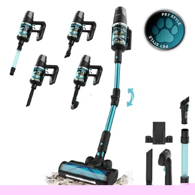 Produktbild von Cecotec Conga Rockstar 9500 Lunar Pet Flex, Beutellos, Schwarz, Blau, Trocken&Nass, Zyklonal, Akku, 30000 Pascal