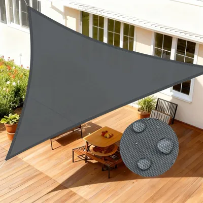 Produktbild von LOVE STORY Sonnensegel Dreieckig 3x3x3m Wasserdicht Segeltuch Sonnenschutz Windschutz PES mit 95% UV-Schutz für Balkon, Garten, Terrasse (Anthrazit)