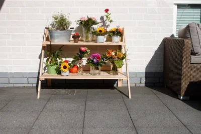 Produktbild von Klappbare Blumentreppe für Terasse Vorgarten Hauseingang Balkon Promadino Holz