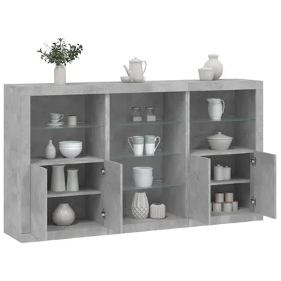 Immagine prodotto di vidaXL Credenza con luci LED grigio cemento 181,5x37x100 cm