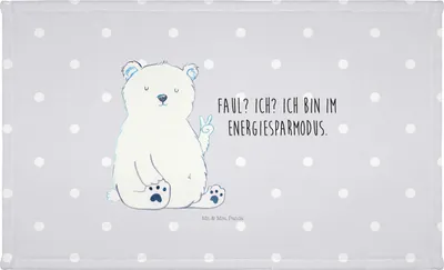 Produktbild von Mr. & Mrs. Panda Handtuch 50x100 Eisbär Faul - Grau Pastell - Geschenk, Baumwollhandtuch, Arbeit, Flauschtuch, Homeoffice, baumwolle, Relaxen, Bär, gesichtshandtuch, Büro