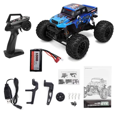 Produktbild von 1:18 RC-Auto, 2,4 GHz, Allradantrieb, 29 km/h, Hochgeschwindigkeits-Fernsteuerungs-Truck, geländegängiges Offroad-Fahrzeug mit LED-Beleuchtung, blau