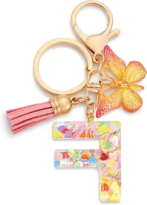 Image de Crochet décoratif avec papillon et initiale rose pour fille - Jolis crochets pour sac ou clés