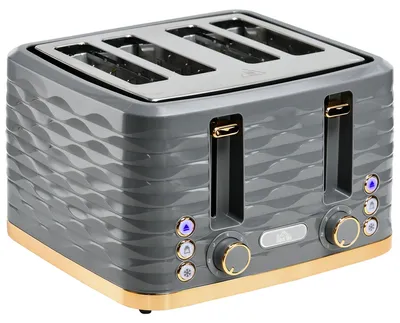 Immagine prodotto di Tostapane a 4 fessure, con 7 livelli di doratura | Colore: Grigio | Dimensioni: 27,5 x 29,2 x 18,9 cm