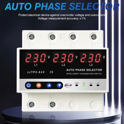 Obrázok produktu pre Multifunkčný mikrokontrolér na báze 3P ochranného zariadenia na napätie Digitálny displej Meter napätia Nastaviteľné ochranné zariadenie na napätie s funkciou automatického prepínania fáz