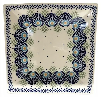 Produktbild von Bolesławiec Keramikteller Quadrat 18 cm DPPP Dekor