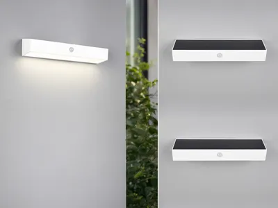 Produktbild von 2er SET Solar Außen-Wandleuchten, auch per USB aufladbar zur Fassadenbeleuchtung