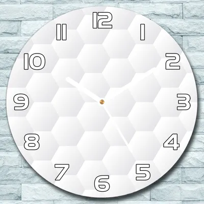 Produktbild von Wanduhr aus Glas Rund fi 30 Sechsecke weiß Quarz Deko Schlafzimmer Büro