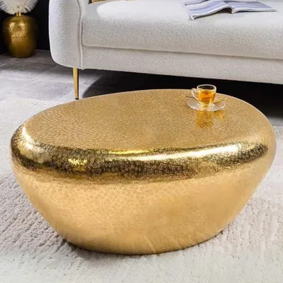 Produktbild von Design Couchtisch MARTELLO 75cm gold Metall Hammerschlag