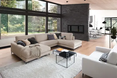 Produktbild von KAWOLA Sofa CARA Wohnlandschaft U-Form Cord taupe Longchair links