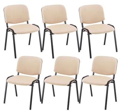 Produktbild von CLP 6er Set Besucherstuhl Ken Stoff stapelbar und mit robustem Metallgestell creme