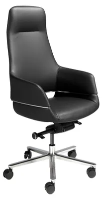 Image de Chaise de bureau pivotante en similicuir noir, modèle 4259