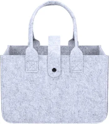 Produktbild von Famanu Faltbare Filztasche mit Handgriff - Graue Shopper für Einkauf und Aufbewahrung