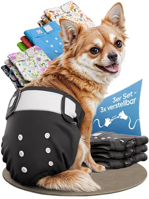 Produktbild von HUND IST KÖNIG Windeln für Hündinnen [3 Stk], XS (21 bis 29 cm), saugstarke Windeln, 3-Fach justierbar für festen Sitz bei Läufigkeit & Inkontinenz