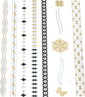 Produktbild von Klebe-Tattoos Gold Metallic Abziehtattoo Klebetattoo Tattoo Festival Sommer 2