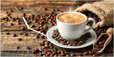 Produktbild von Wanduhr aus Glas mit Motiv Kaffee Geniessen- 60 x 30 cm - inkl. Aufhängesystem