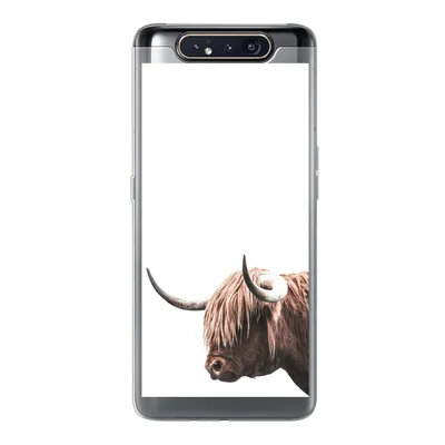 Produktbild von MuchoWow® Handyhülle Schutzhülle Hülle für Samsung Galaxy A80 Schottischer Highlander - Kopf - Weiß Silikon Softcase Handy Hülle - Schutzdeckel