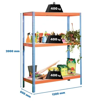 Produktbild von Simonrack Schwerlastregal ECOFORTE 1206-3 8435104922590 orange, blau 120,0 x 60,0 x 200,0 cm