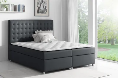 Produktbild von Boxspringbett Schlafzimmerbett CARIN Polyesterstoff Schwarz 140x200cm
