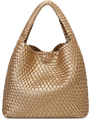 Immagine prodotto di Solidchoice - Borsa a tracolla vegana in pelle intrecciata a mano, con pochette inclusa