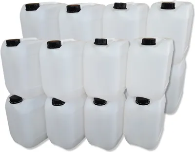 Produktbild von 16 Stück 10 Liter Kanister, Wasserkanister Farbe natur lebensmittelecht DIN51 (16x10knn51)