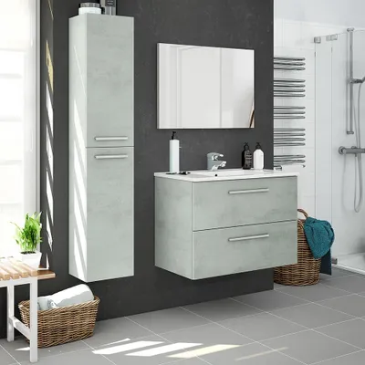 Produktbild von Badezimmer-Set >ARUBA< in Beton-Grau - 80x57x45 (BxHxT)