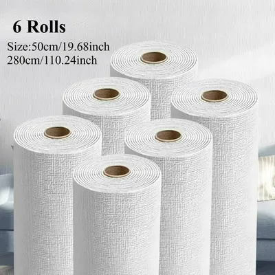 Produktbild von 6 Stück selbstklebende Tapete, 3D Fliesen Ziegel Wand Aufkleber,wasserdichte und feuchtigkeitsdicht , Schlafzimmer/Wohnzi Dekoration Wallpaper, Weiß.
