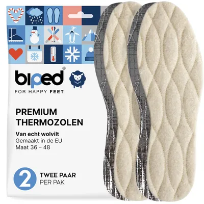 Productafbeelding van Inlegzolen winter - 2 paar - Lamswol - Aluminium laag - Antislip - EU