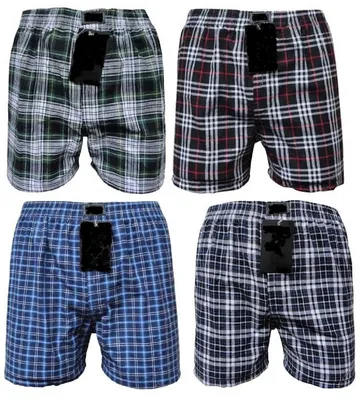 Tobeni 6er Pack Herren American-Boxershorts 100% Baumwolle Karo-Look