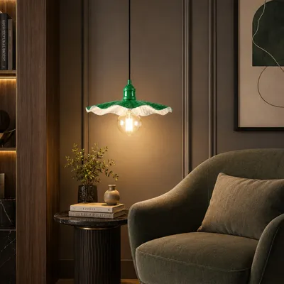 Produktbild von Opviq, Moderne Pendelleuchte Ø34 cm, Metall, Lichtgrün, E27, 40W | 100% Melamin