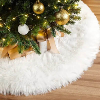 Produktbild von Solidchoice – Weißer Weihnachtstannenrock aus dickem Kunstfell, 96 cm