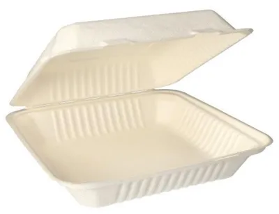 Produktbild von Menüboxen, Zuckerrohr "pure" ungeteilt 8 cm x 25,5 cm x 25,5 cm weiss